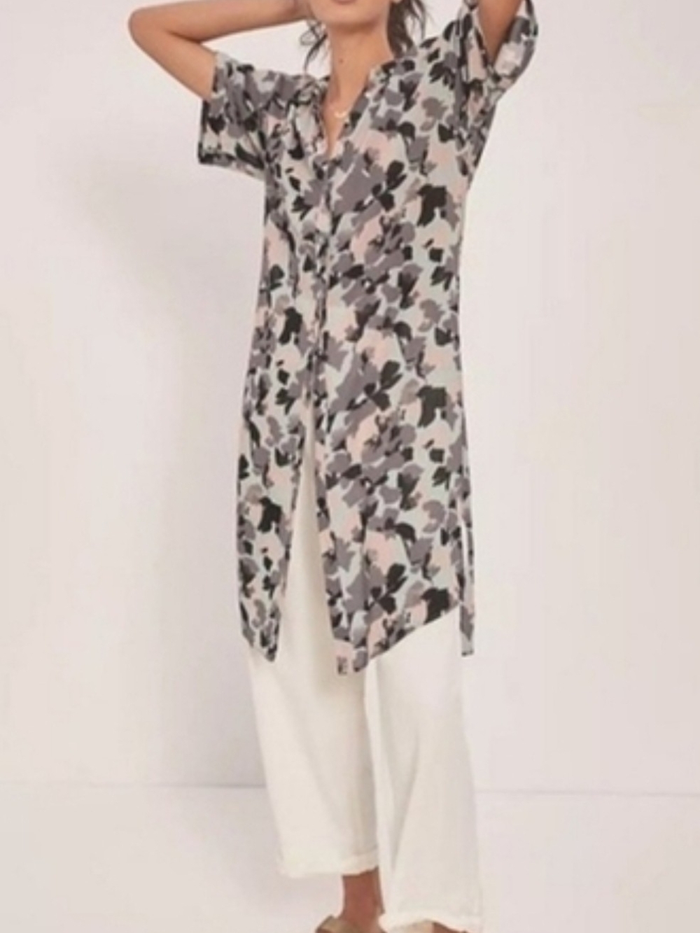 Anthropologie x Maeve Rita Printed Tunic Blouse Pink Multicolor